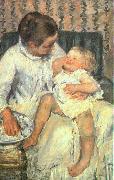 Mary Cassatt Mother About to Wash her Sleepy Child Sweden oil painting reproduction